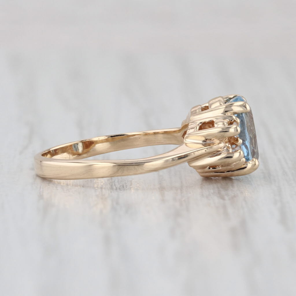 1.16ctw Oval Aquamarine Diamond Ring 14k Yellow Gold Size 4.75