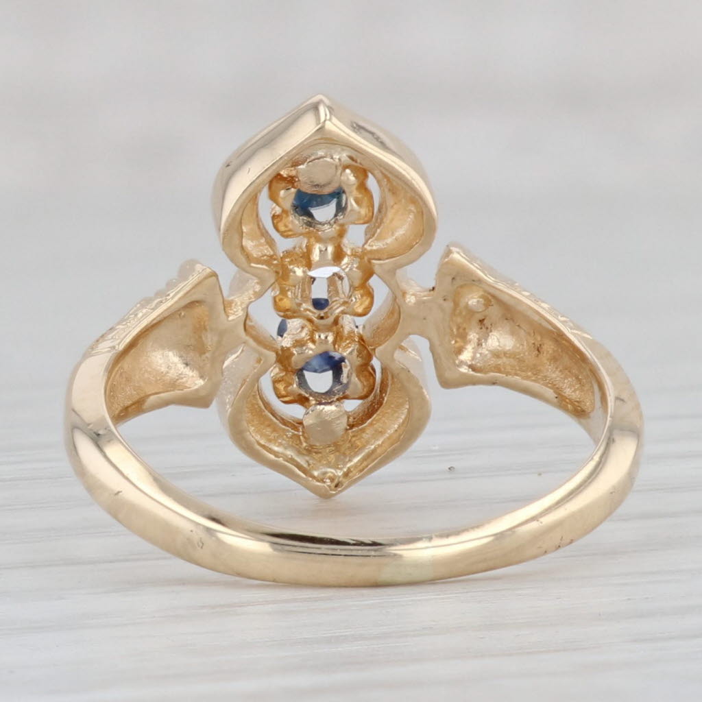 Light Gray Antique 0.30ctw Blue Sapphire Diamond Ring 14k Yellow Gold Size 7
