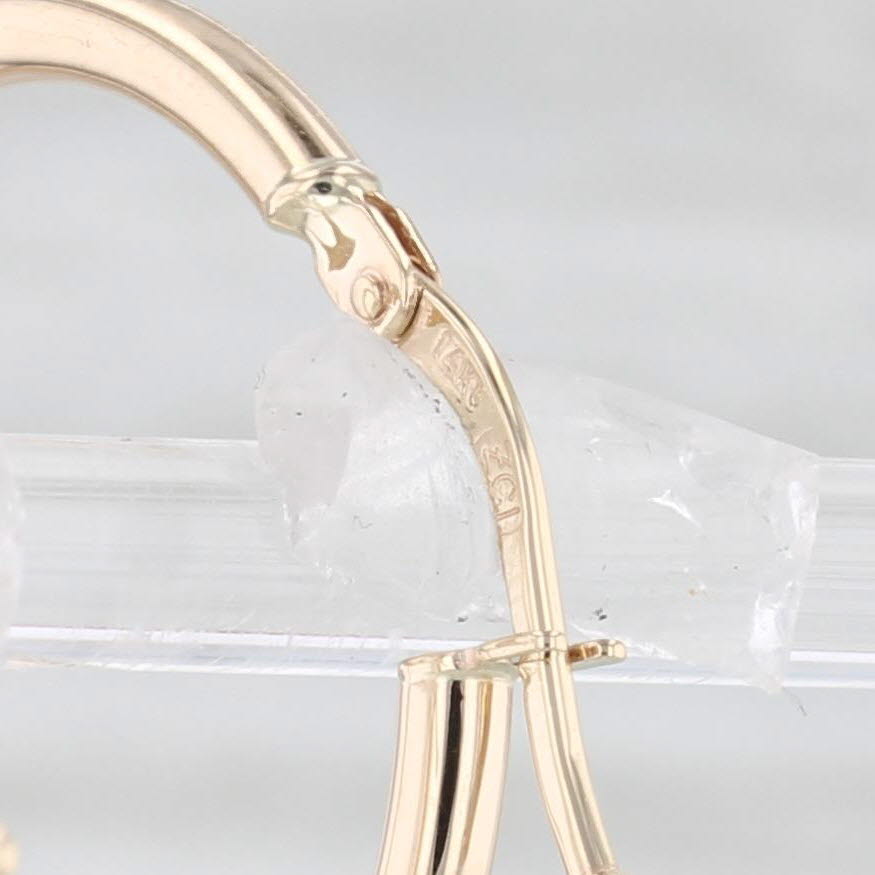 Light Gray New Hoop Earrings 14k Yellow Gold Round Hoops Pierced Snap Top 25 x 2mm
