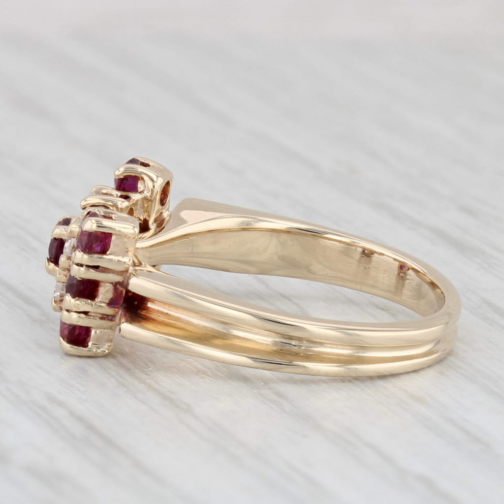 Light Gray 0.75ctw Ruby Diamond Bowtie Ring 14K Yellow Gold Ring Size 5.75