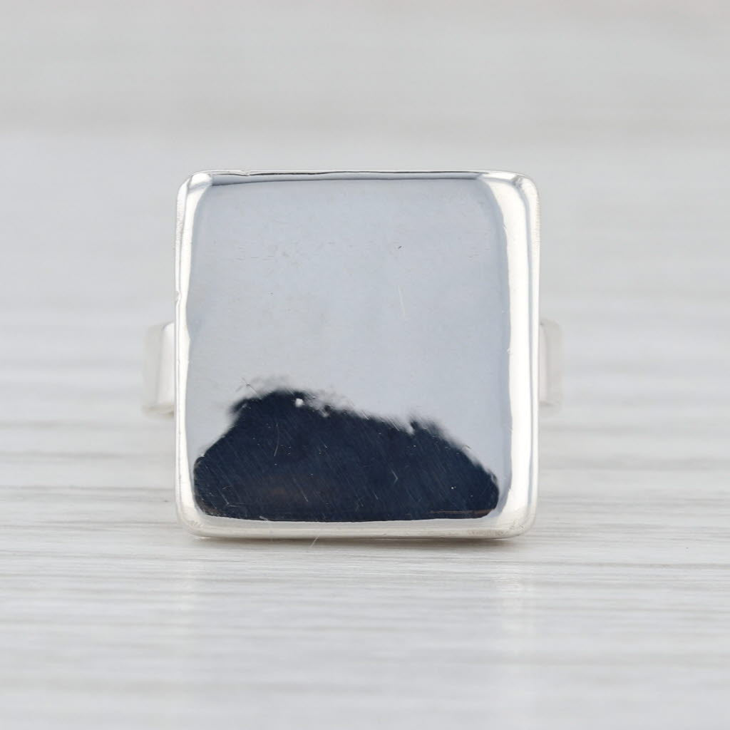 Engravable Square Signet Ring Sterling Silver Size 5.5 Statement