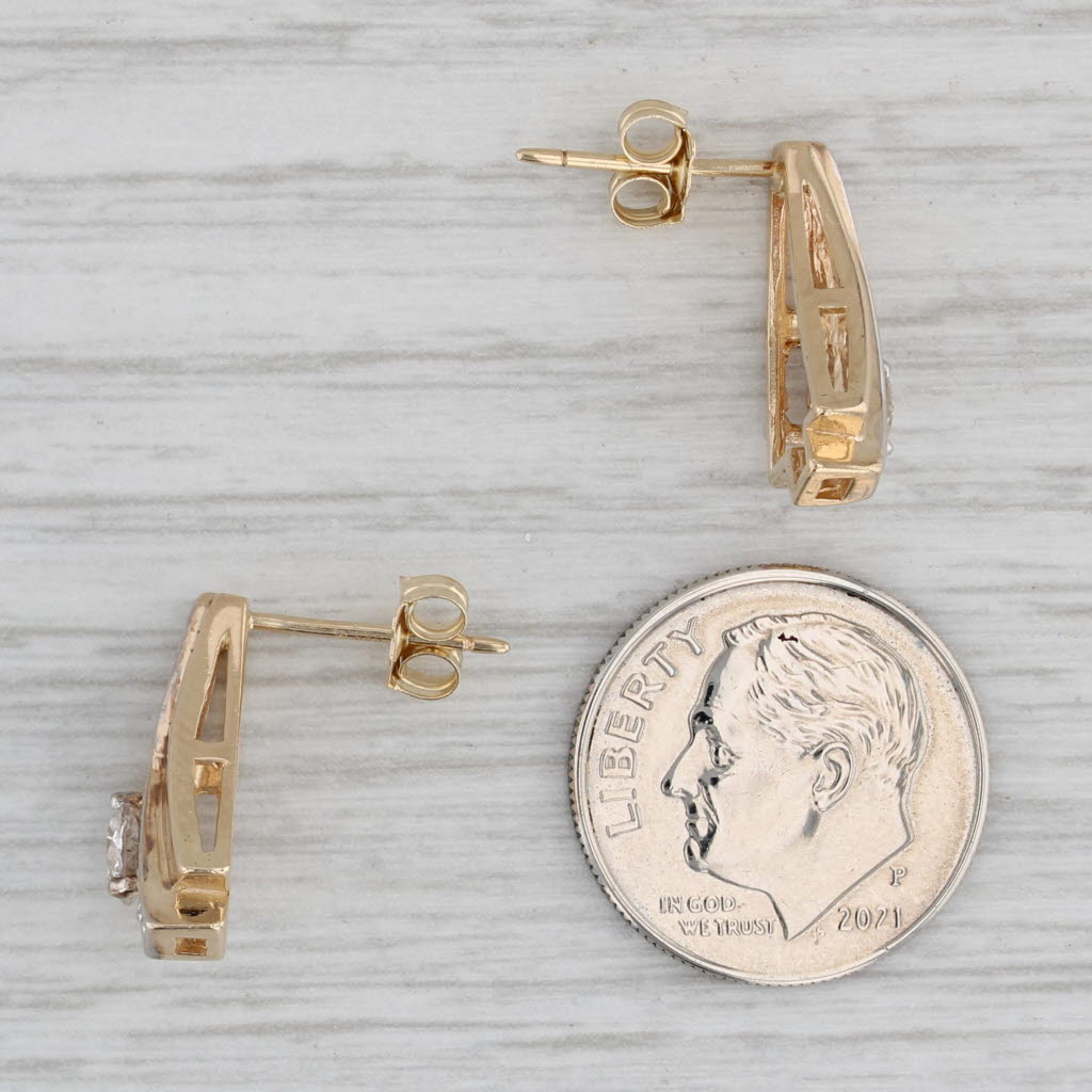 Gray 0.55ctw Diamond Drop Earrings 14k Yellow Gold Pierced Journey