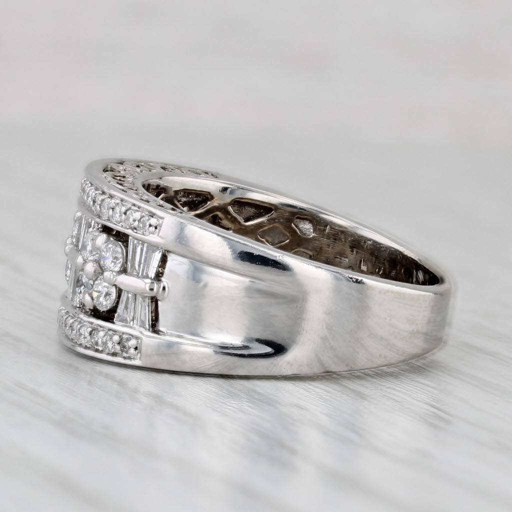 Gray 0.69ctw Diamond Flowers Ring 14k White Gold Size 5.25 Cocktail