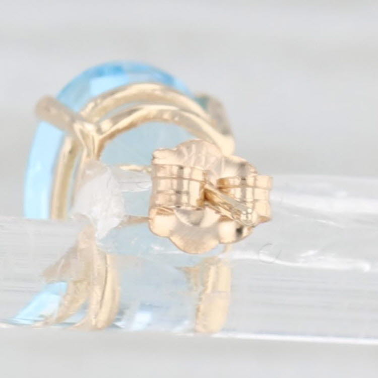 Light Gray 6.60ctw Oval Blue Topaz Solitaire Stud Earrings 14k Yellow Gold