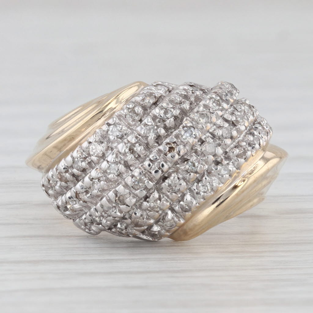 Light Gray 0.47ctw Scalloped Diamond Ring 10k Yellow White Gold Size 7.25