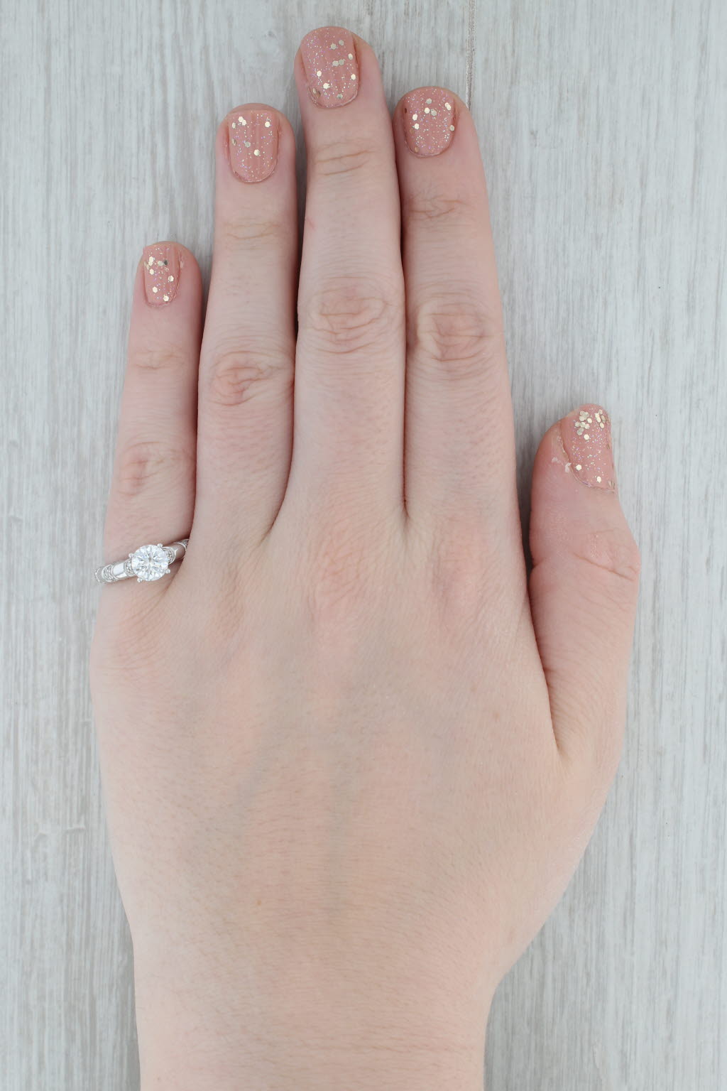 Gray New Round Semi Mount Engagement Ring Diamond 18k Gold Size 6.25 Peter Storm