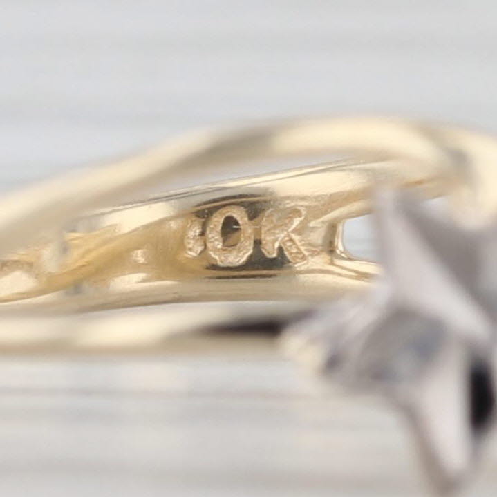 2-Toned Stars Toe Ring 10k Yellow White Gold Size 2.5 Adjustable