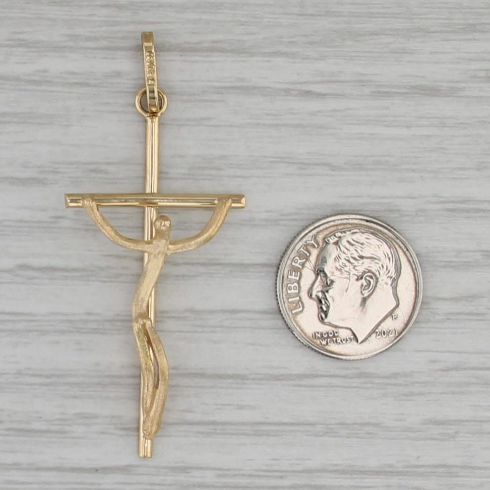 Stylized Crucifix Cross Pendant 18k Yellow Gold Religious Jewelry