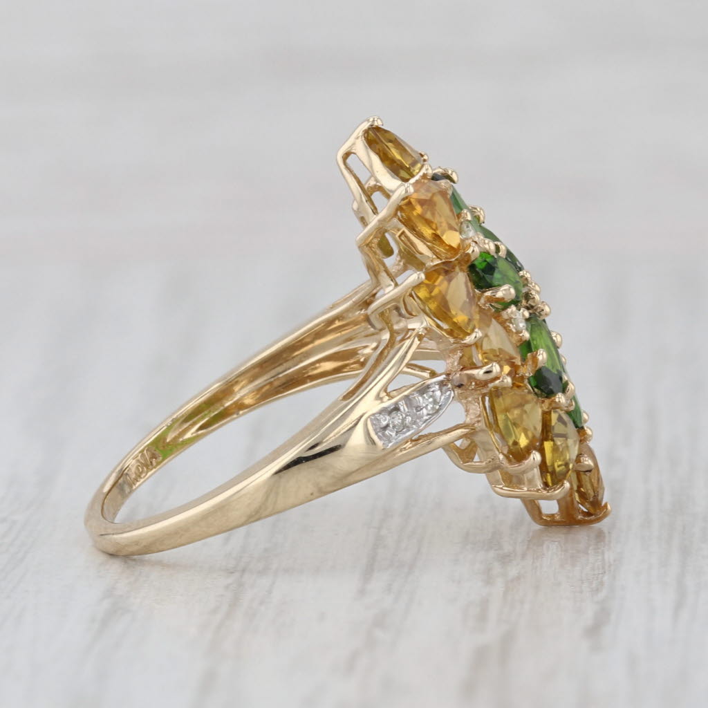 3.05ctw Green Chrome Diopside Yellow Apatite Diamond Ring 10k Gold Cocktail