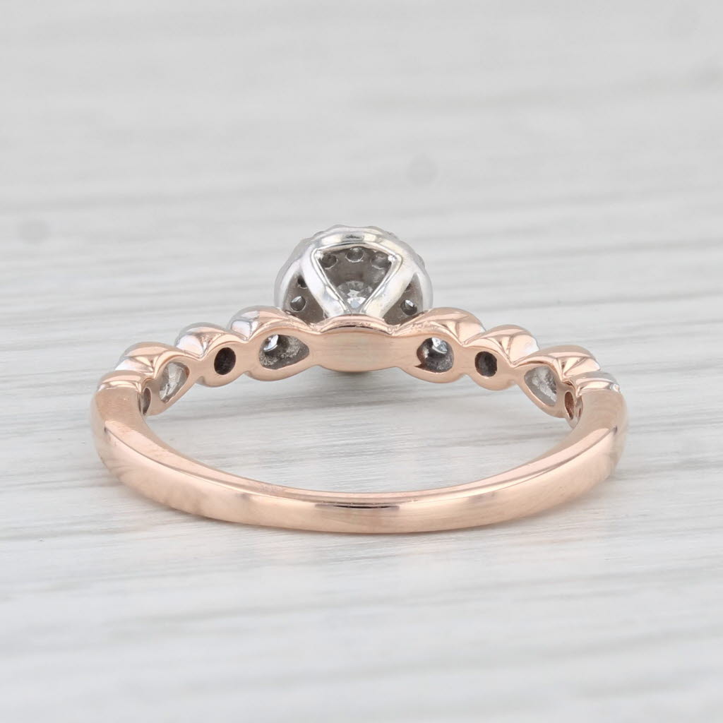 Light Gray 0.18ctw Round Diamond Halo Engagement Ring 10k Rose Gold Size 5