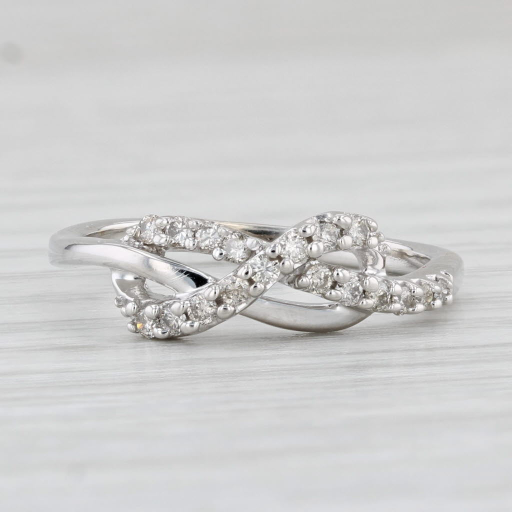 Light Gray 0.25ctw Diamond Knot Ring 10k White Gold Size 6.75