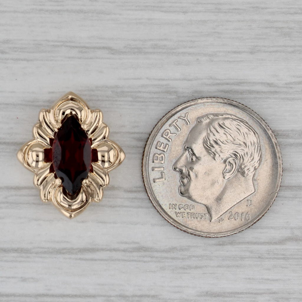Gray 1.30ct Marquise Garnet Solitaire Slide Bracelet Charm 14k Yellow Gold Vintage B