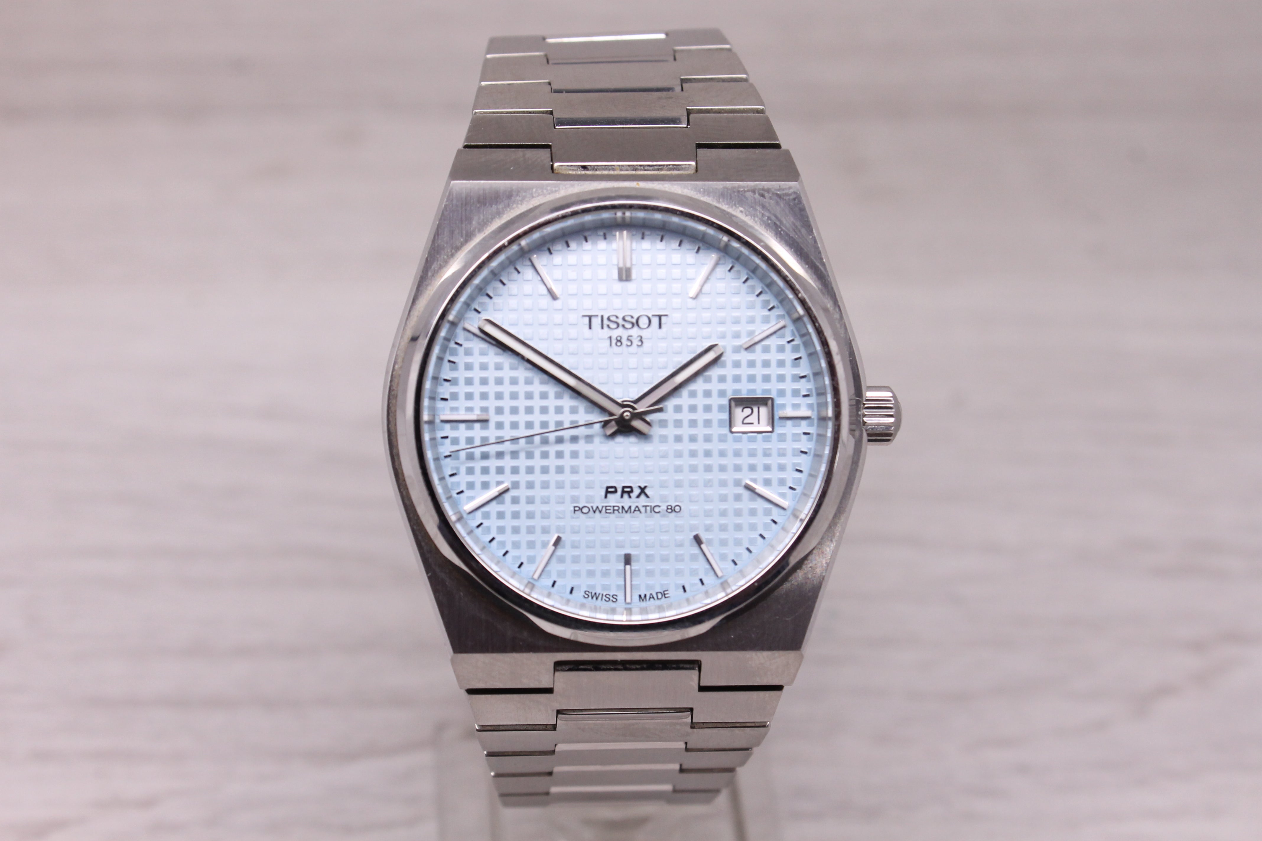 Tissot PRX Powermatic 80 Mens Automatic Watch 40mm Ice Blue Dial Swiss Date