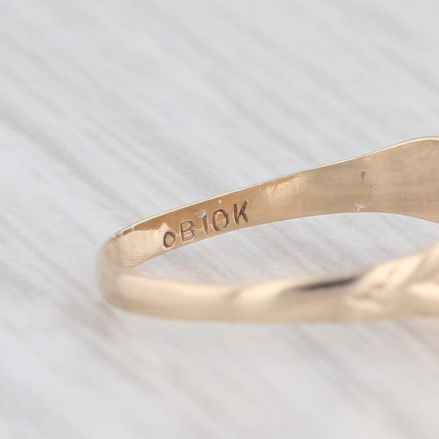 Light Gray Vintage Engraved Letter Initial P Signet Ring 10k Yellow Gold Small Baby Size