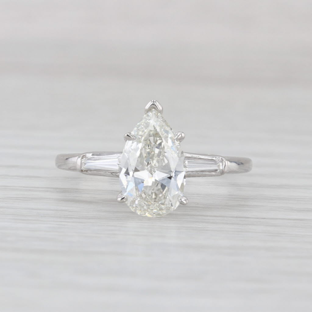 1.81ctw Pear Diamond Engagement Ring 14k-18k White Gold Size 8.75 GIA