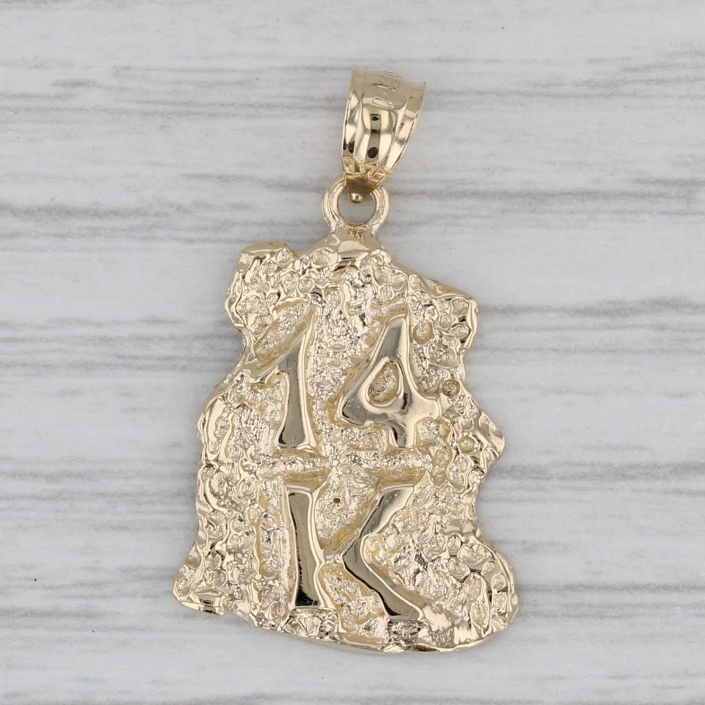 Gray 14k Gold Nugget Pendant 14k Yellow Gold Statement