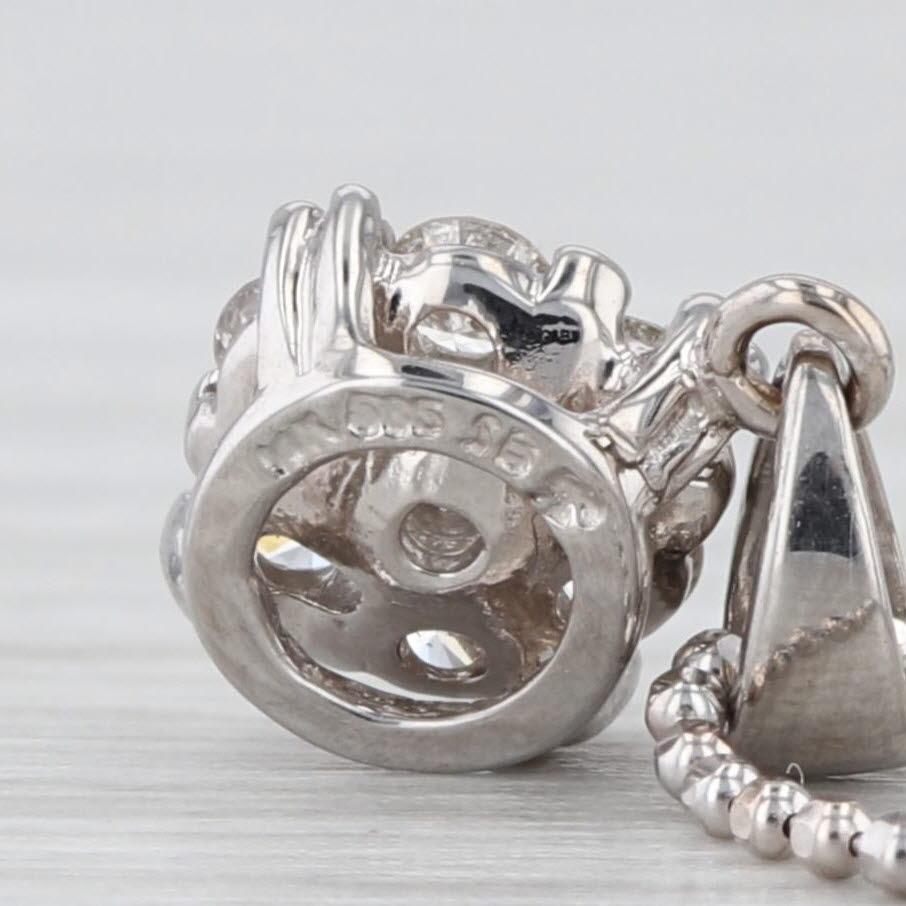 0.20ctw Diamond Flower Cluster Pendant Necklace 14k White Gold 16" Bead Chain