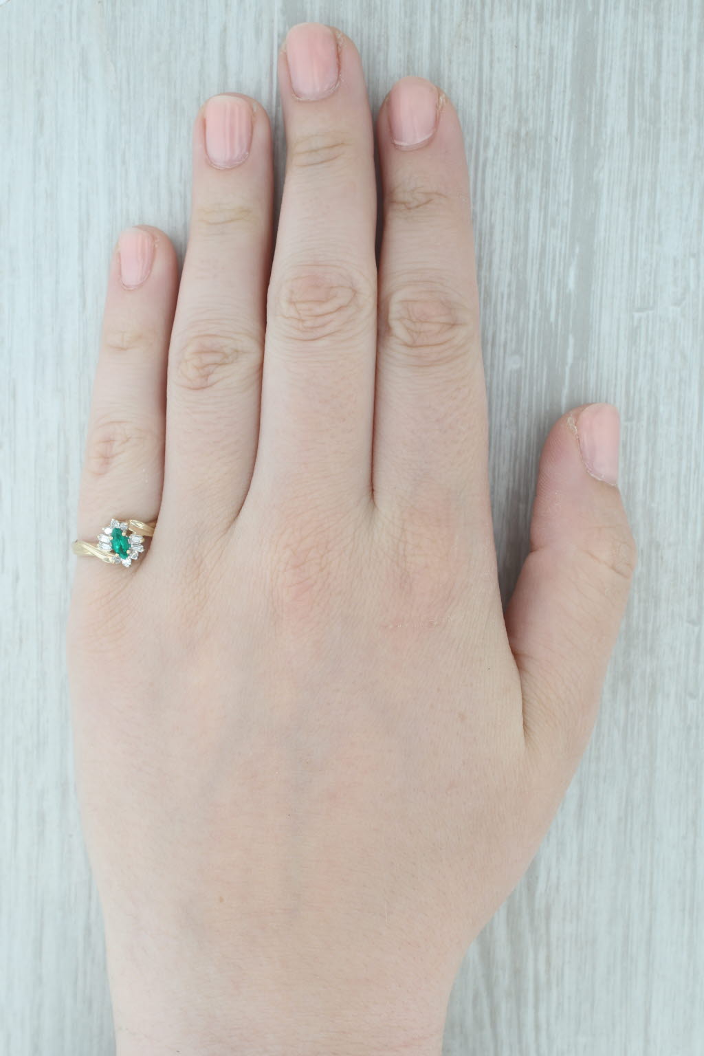 Gray 0.34ctw Lab Created Emerald Diamond Ring 10k Yellow Gold Size 8.25