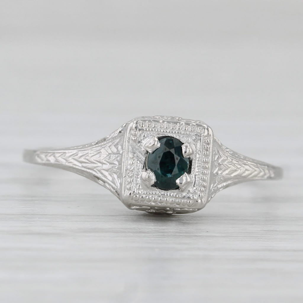 Light Gray Vintage Blue Alexandrite Ring 950 Platinum Oval 0.17ct Solitaire Size 6.25