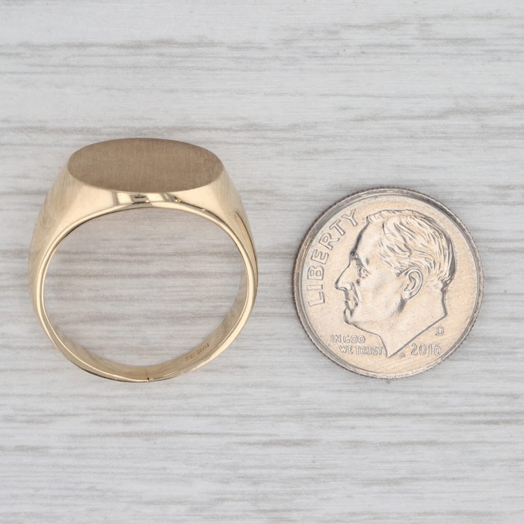 Light Gray Engravable Signet Ring 10k Yellow Gold Size 8 Vintage