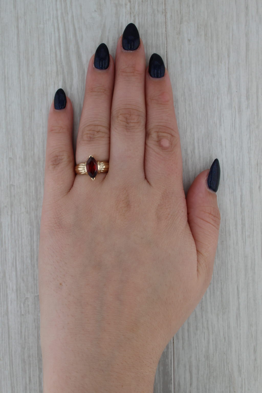 2ct Garnet Marquise Solitaire Ring 10k Yellow Gold Size 6.75