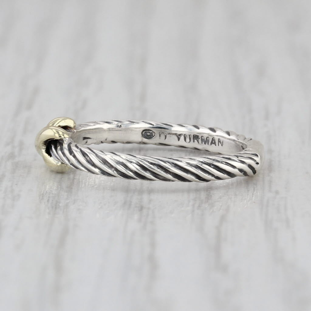 David Yurman Cable X Knot Sterling Silver 14k Gold Ring Size 6.25 - 6.5 Band