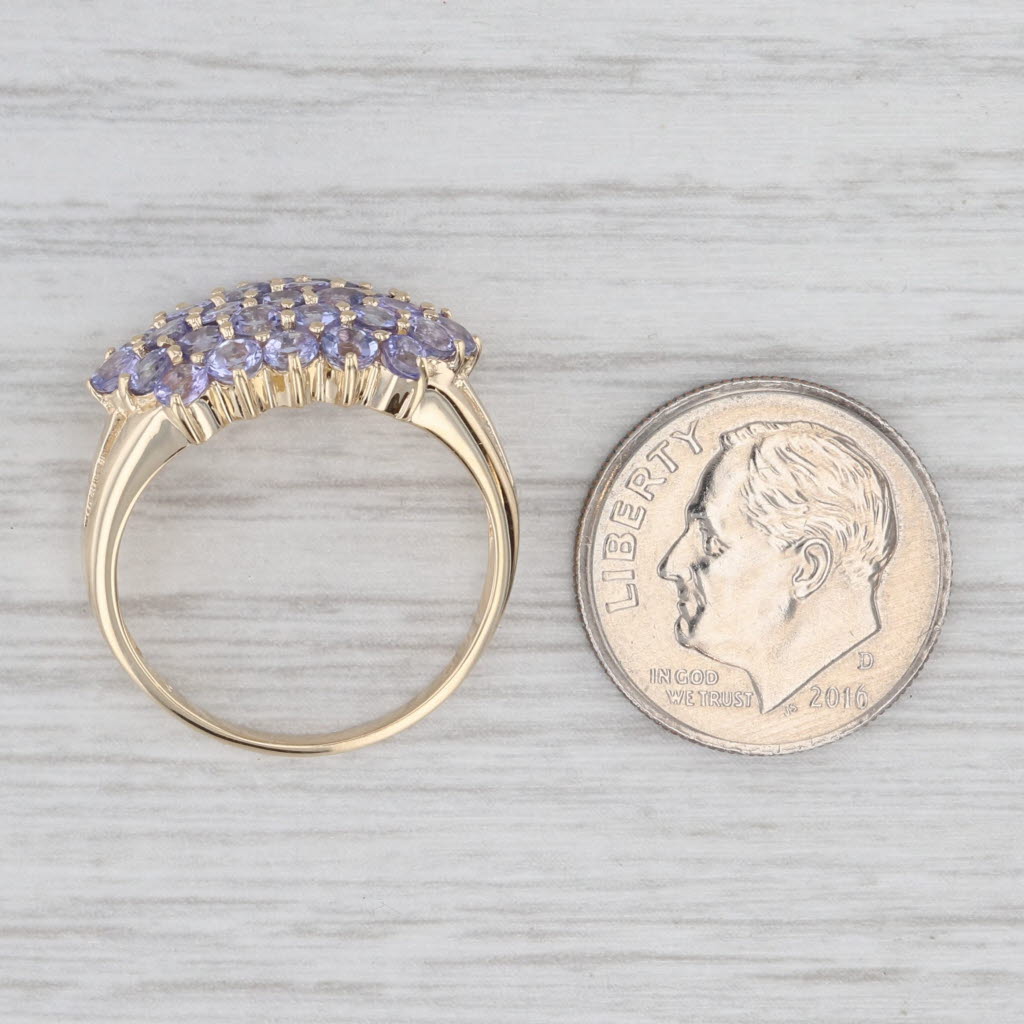 2.25ctw Tanzanite Cluster Ring 14k Yellow Gold Size 7.25 Cocktail