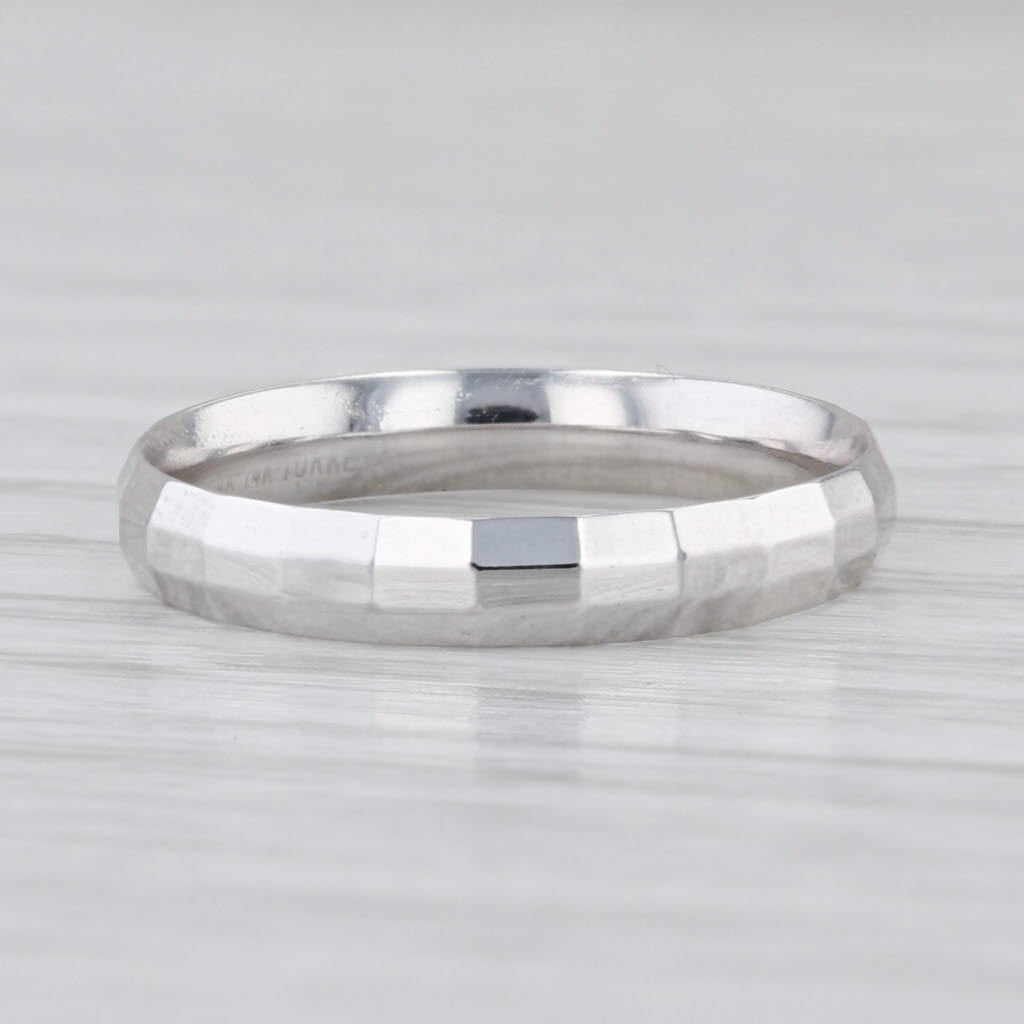 Beveled Band Ring 14k White Gold Size 5 Stackable Wedding Band