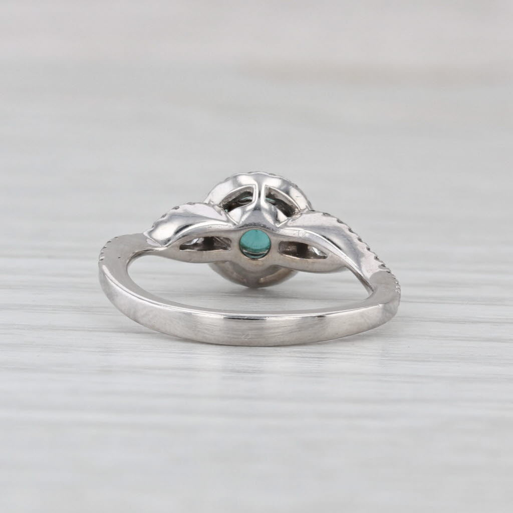 0.63ctw S Kashi Emerald Diamond Halo Ring 14k White Gold Size 3.5 Engagement