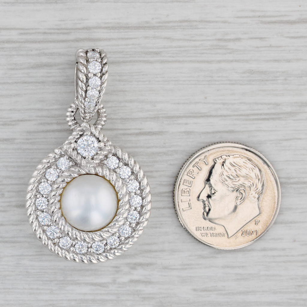 Gray Judith Ripka Pearl Cubic Zirconia Enhancer Pendant Sterling Silver Clip Bail