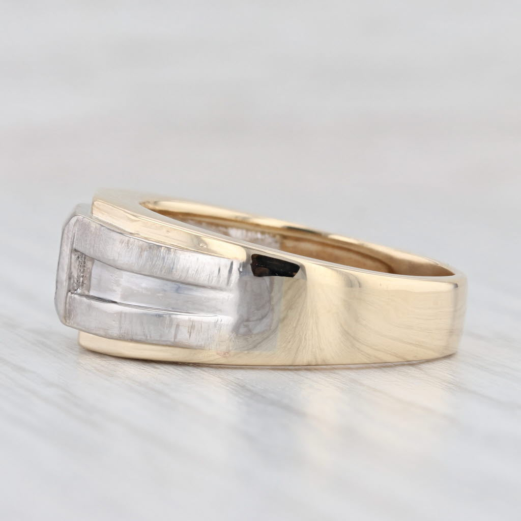 Light Gray 0.28ctw Diamond Men's Wedding Band 14k White Yellow Gold Size 11.25