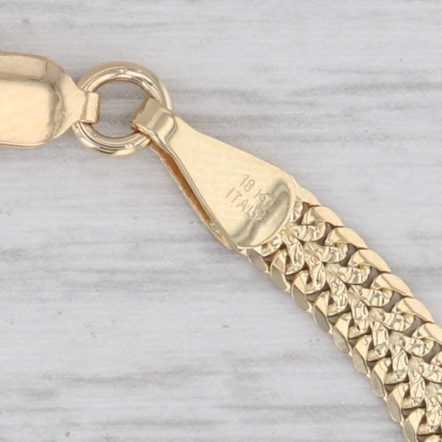 Light Gray Mesh Herringbone Chain Bracelet 18k Yellow Gold 7.25" 3.8mm Italy