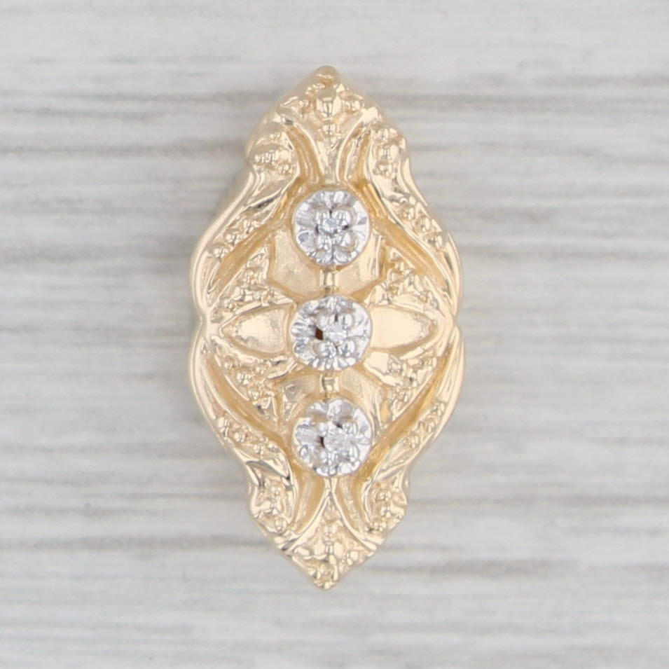 Gray Vintage Ornate Diamond Slide Charm 14k Yellow Gold Richard Klein