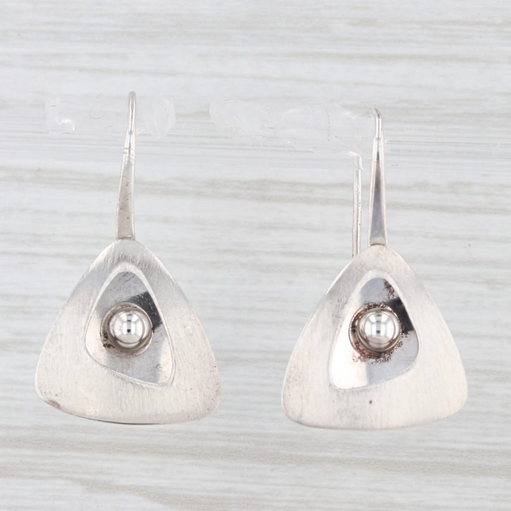 Light Gray Ed Levin Teardrop Bead Drop Earrings Sterling Silver Hook Posts