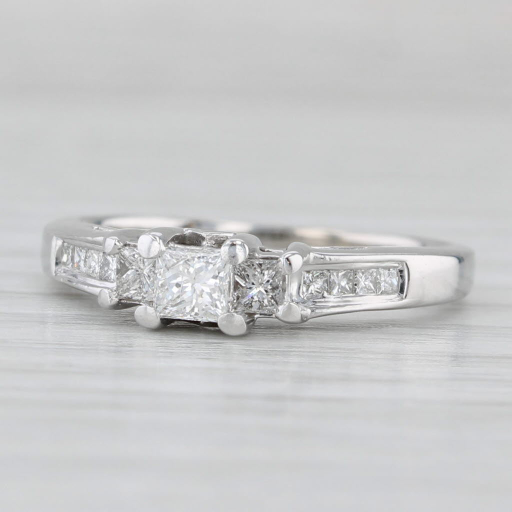 Light Gray 0.50ctw Princess Diamond Engagement Ring 14k White Gold Size 5.75