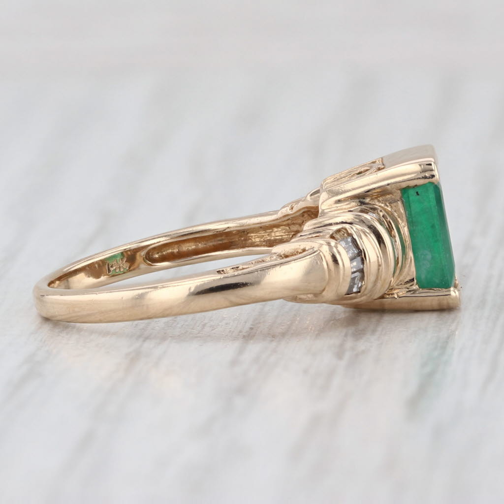 1.57ctw Emerald Diamond Ring 14k Yellow Gold Size 6.75 Engagement