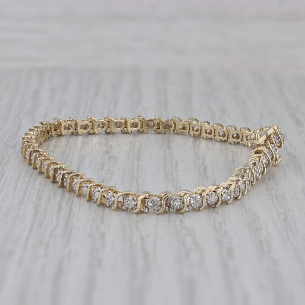 Gray 0.50ctw Diamond Tennis Bracelet 14k Yellow Gold 7" 3.6mm