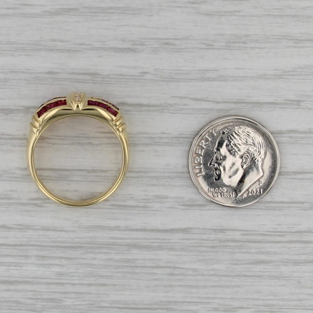 0.99ctw Ruby Diamond Ring 18k Yellow Gold Size 6.5