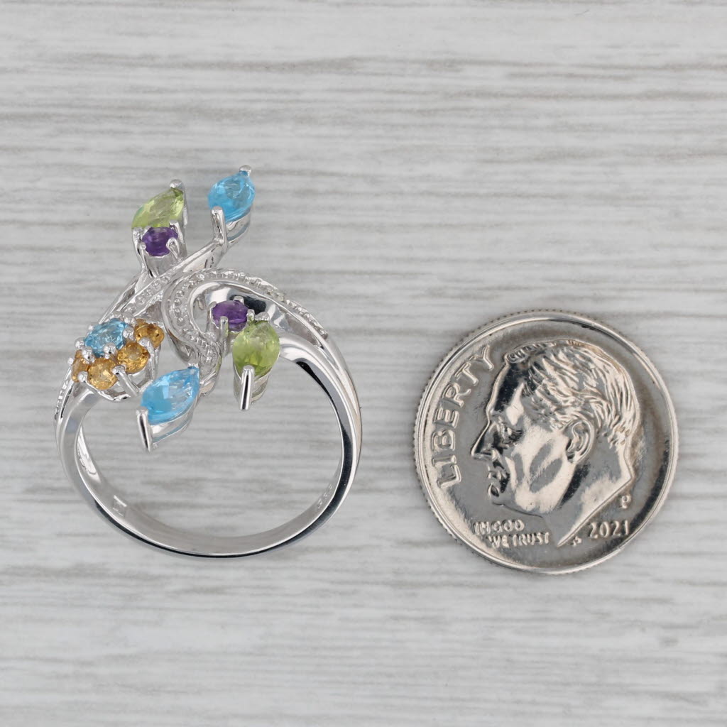 Gray 1.56ctw Gemstone Ring 14k White Gold Size 7.25 Amethyst Peridot Topaz Citrine