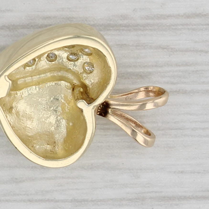 Gray 0.12ctw Diamond Puffy Heart Pendant 14k Yellow Gold Small Drop