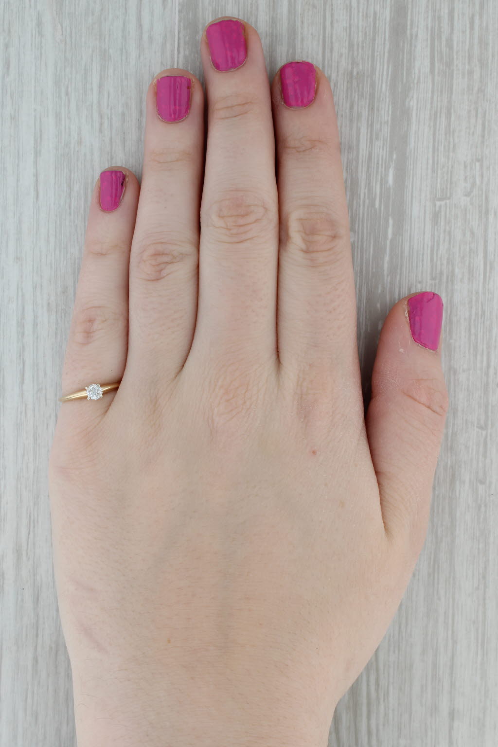 Dark Gray 0.22ct Round Diamond Solitaire Engagement Ring 14k Yellow Gold Size 6