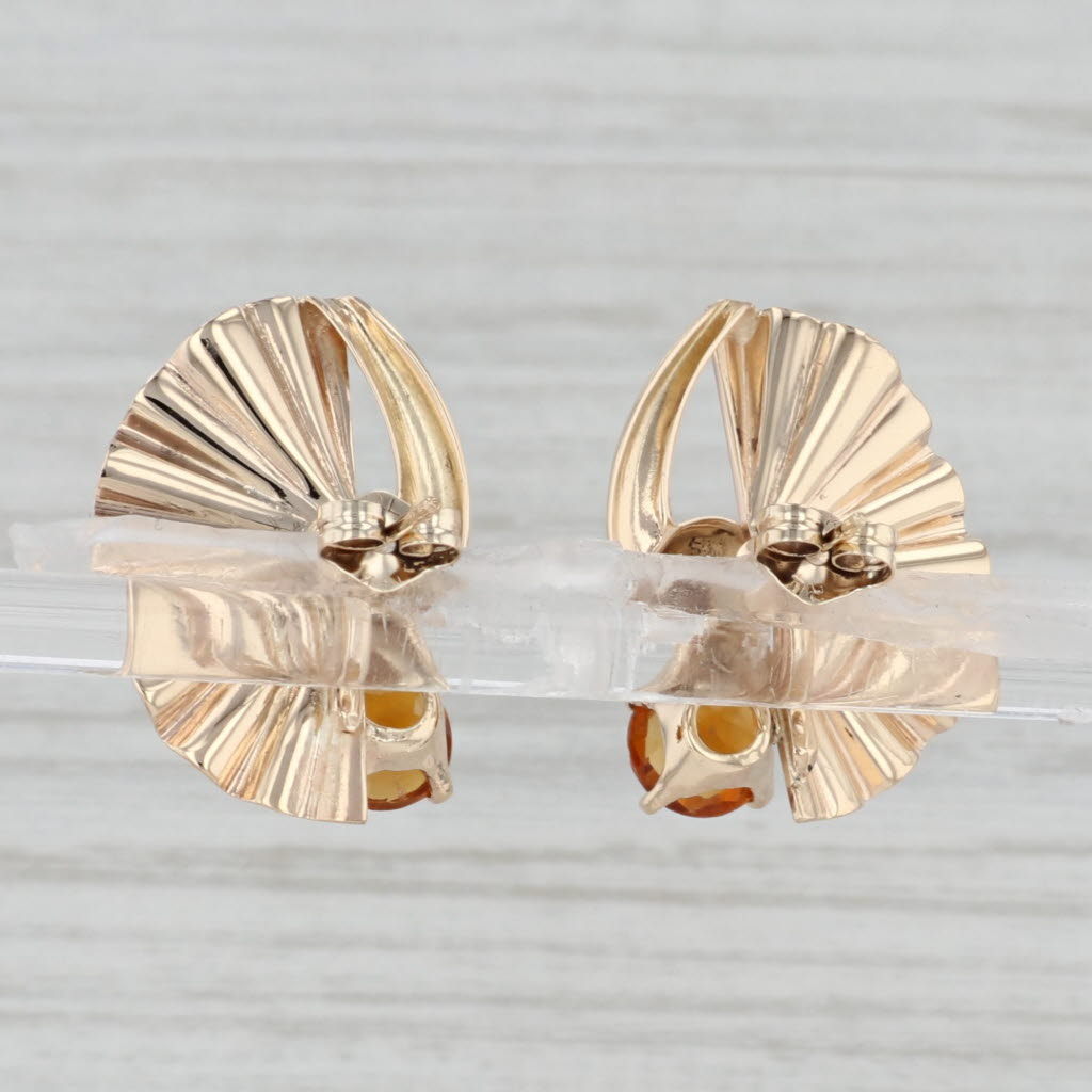 Gray Vintage 0.70ctw Citrine Fan Statement Earrings 14k Yellow Gold Pierced
