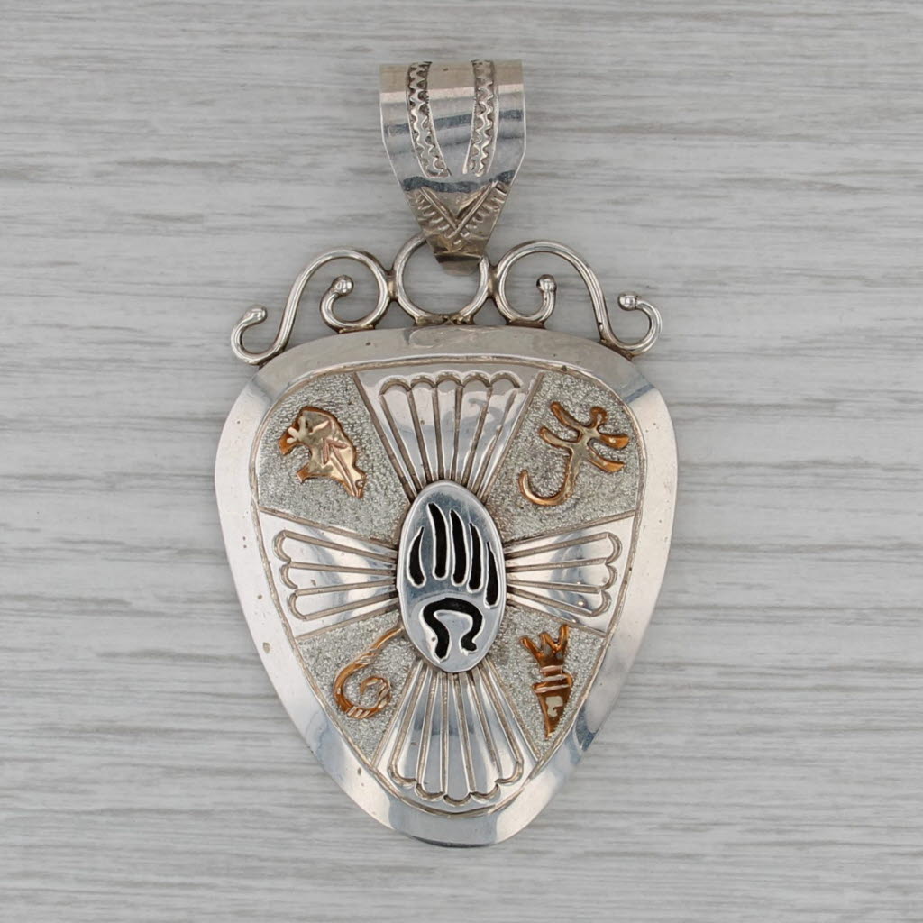 Native American Tribal Pendant Sterling Silver 12k Gold Filled Navajo Mariano