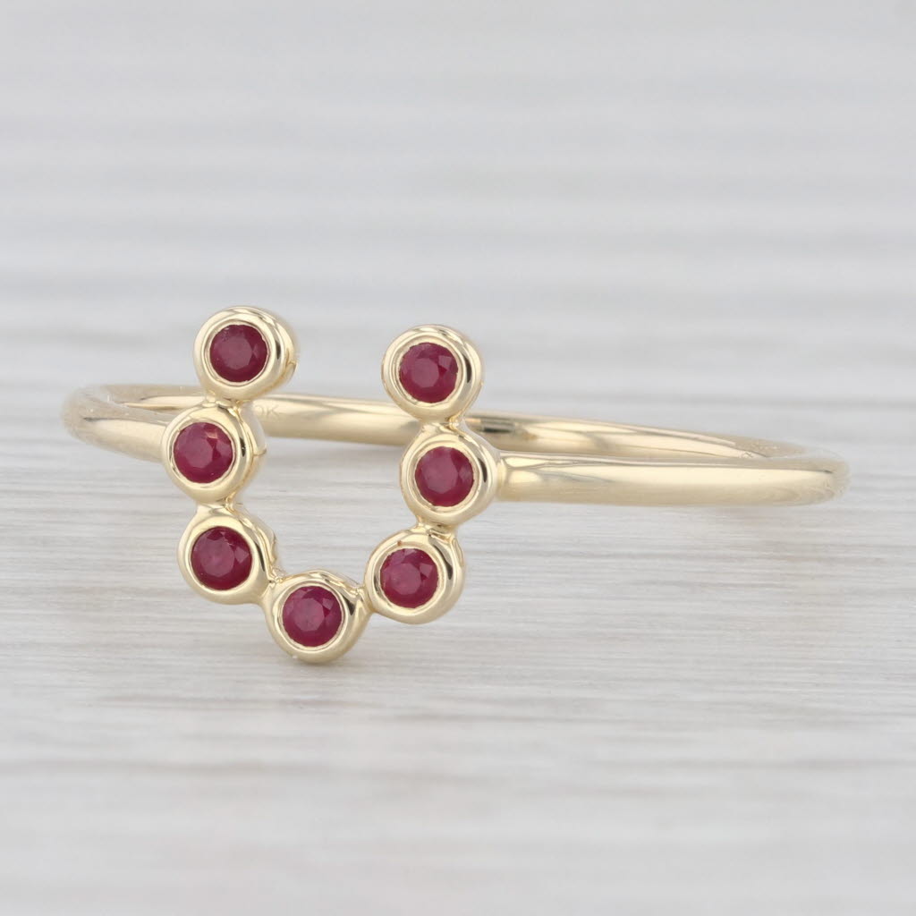 Light Gray New Ruby Horseshoe Ring 10k Yellow Gold Size 7.25