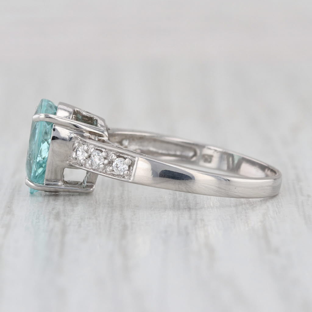 1.95ctw Pear ParaibaTourmaline Diamond Ring 18k White Gold Size 7.75 GIA