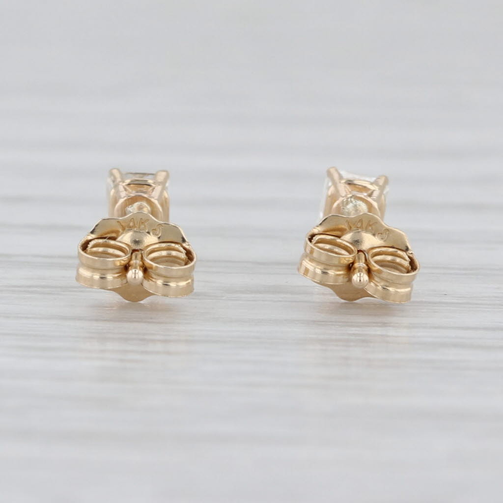 0.33ctw Emerald Cut Diamond Stud Earrings 14k Yellow Gold Solitaire Studs