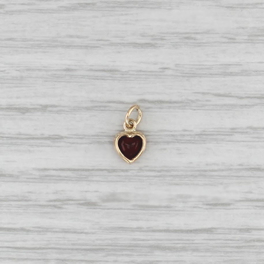 0.68ct Garnet Small Heart Charm 10k Yellow Gold January Birthstone Pendant