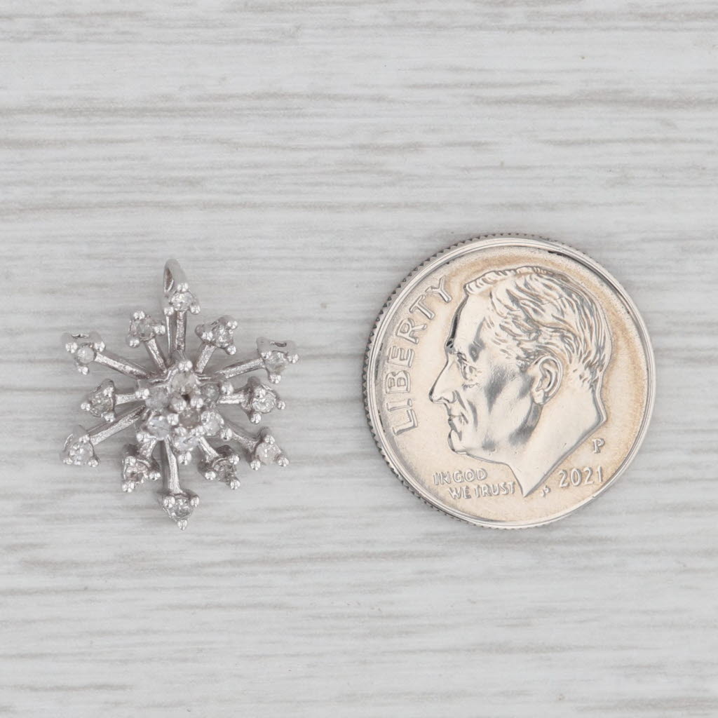 Light Gray 0.24ctw Diamond Accented Snowflake Pendant 10k White Gold Charm