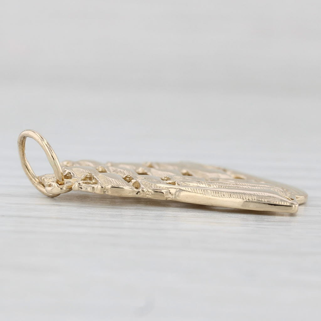 Light Gray Tall Ship Pendant 14k Yellow Gold Nautical Charm