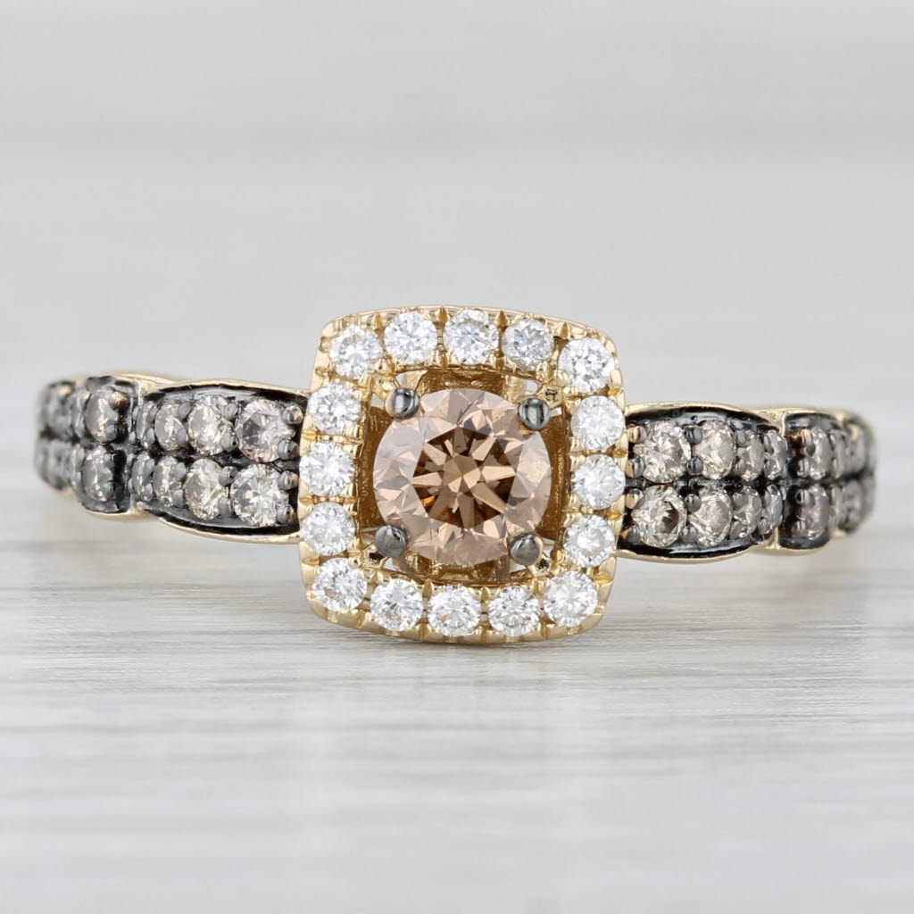 Light Gray Le Vian 0.84ctw White Champagne Diamond Halo Engagement Ring 14k Gold Size 10.75